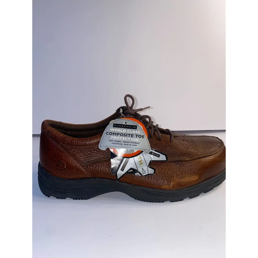 Florsheim Work Safety Boots Men's 11.5‎ D Brown Leather Steel Toe ASTM F2413-05